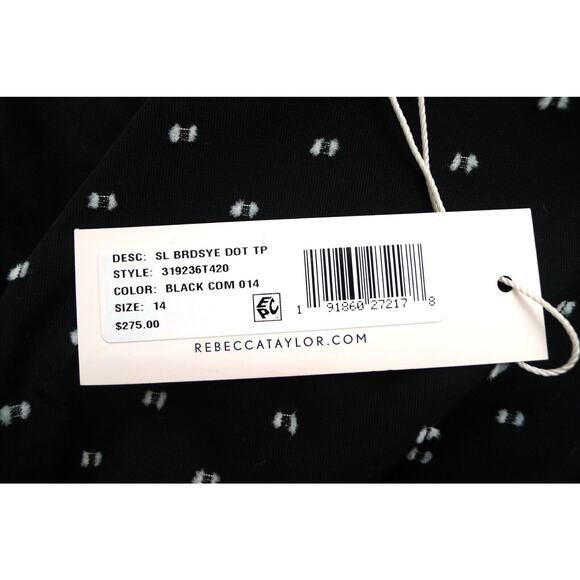 REBECCA TAYLOR Birdseye Dot Cap Sleeve Twist Top Organdy Shopbop 14 L NWT $275 - Picture 7 of 11